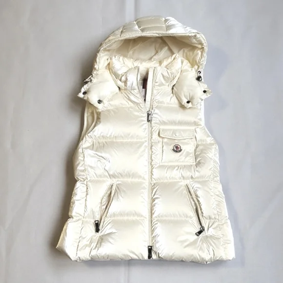 NWT$1550 MONCLER Diotis Hooded Quilted Metallic Pearl Puffer Gilet Vest 1 Small - Picture 6 of 16